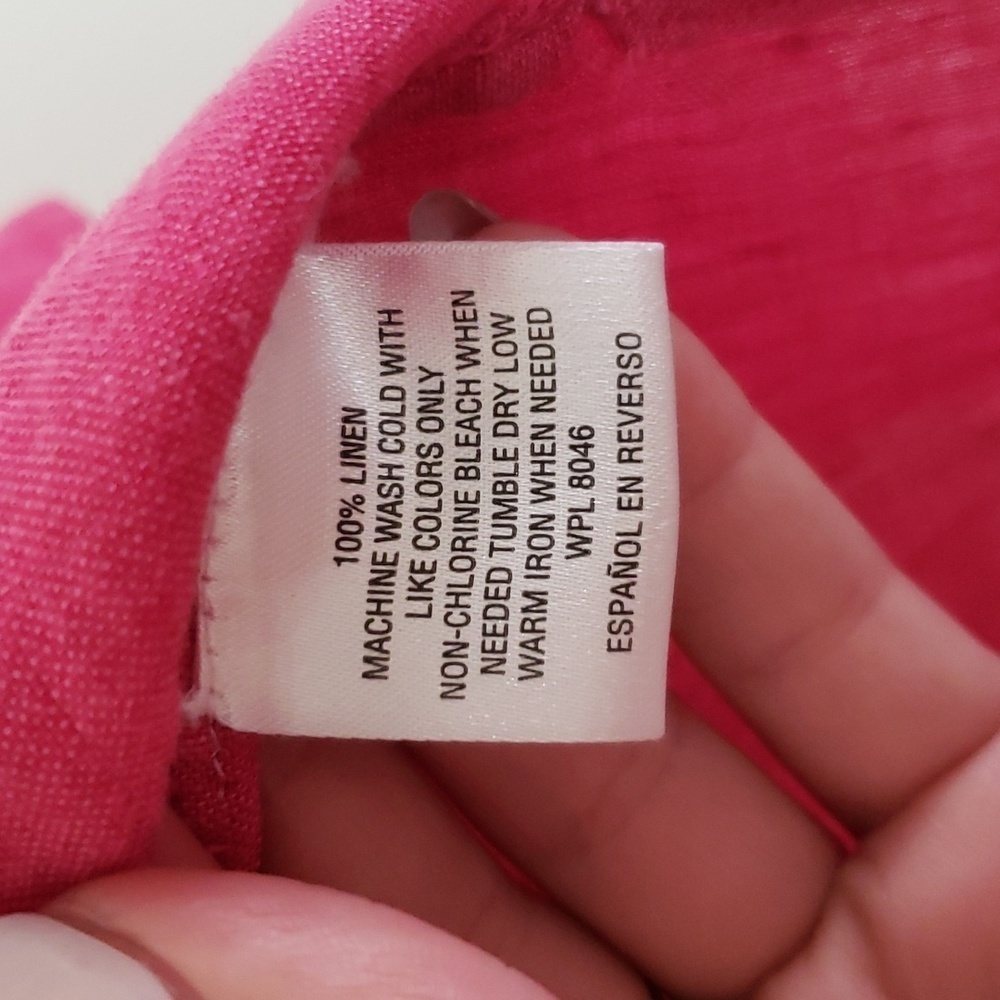 Charter club 100% linen fushia pink button down shirt women's size medium. - Picture 6 of 8